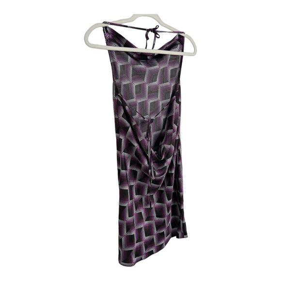 BP. Gender Inclusive Cowl Neck Satin Mini Dress In Purple Liza Print Size Small - Picture 5 of 9